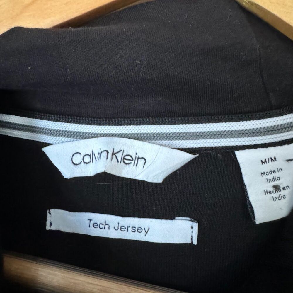 Calvin Klein Large Black Red Tech Jersey Jacket w Hoodie Full Zip Activewear - Picture 6 of 12